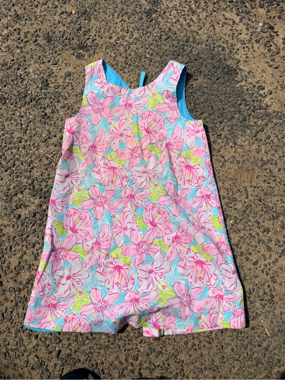 Tommy Bahama Girls Blue Pink Floral Sleeveless Dress